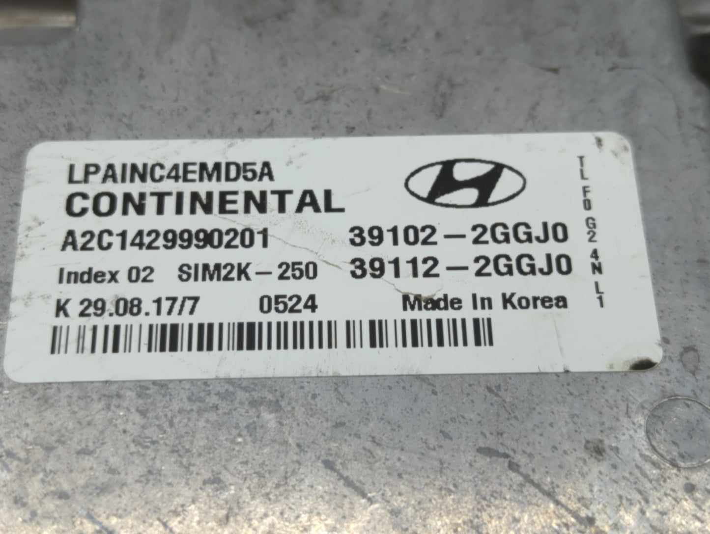 2018-2019 Hyundai Sonata PCM Engine Control Computer ECU ECM PCU OEM P/N:39102-2GGJ0 Fits Fits 2018 2019 OEM Used Auto Parts