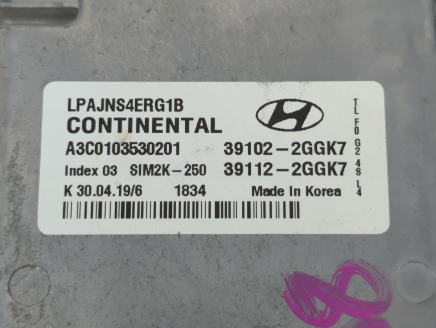 2018-2019 Hyundai Sonata PCM Engine Control Computer ECU ECM PCU OEM P/N:39112-2GGK5 39102-2GGK5, 39112-2GGK7 Fits Fits 2018
