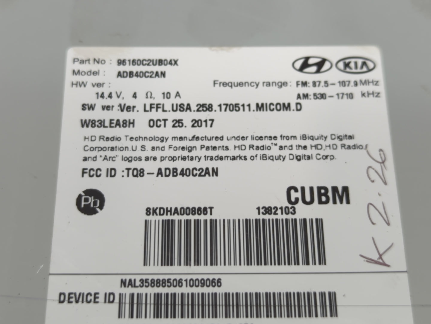 2018-2019 Hyundai Sonata Am Fm Cd Player Radio Receiver - Oemusedautoparts1.com