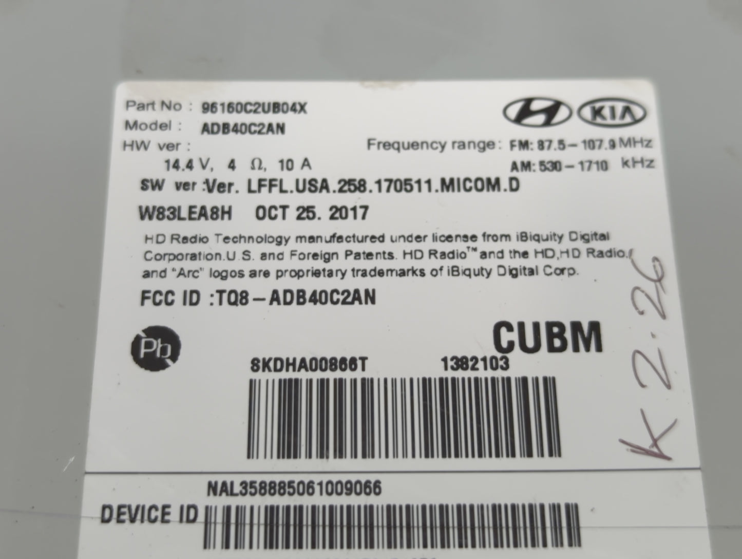 2018-2019 Hyundai Sonata Am Fm Cd Player Radio Receiver - Oemusedautoparts1.com