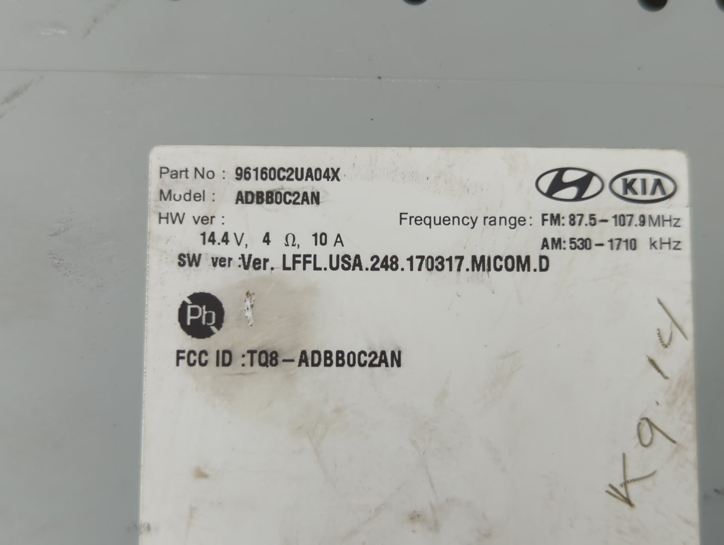 2018-2019 Hyundai Sonata Radio AM FM Cd Player Receiver Replacement P/N:96160C2UA04X Fits Fits 2018 2019 OEM Used Auto Parts