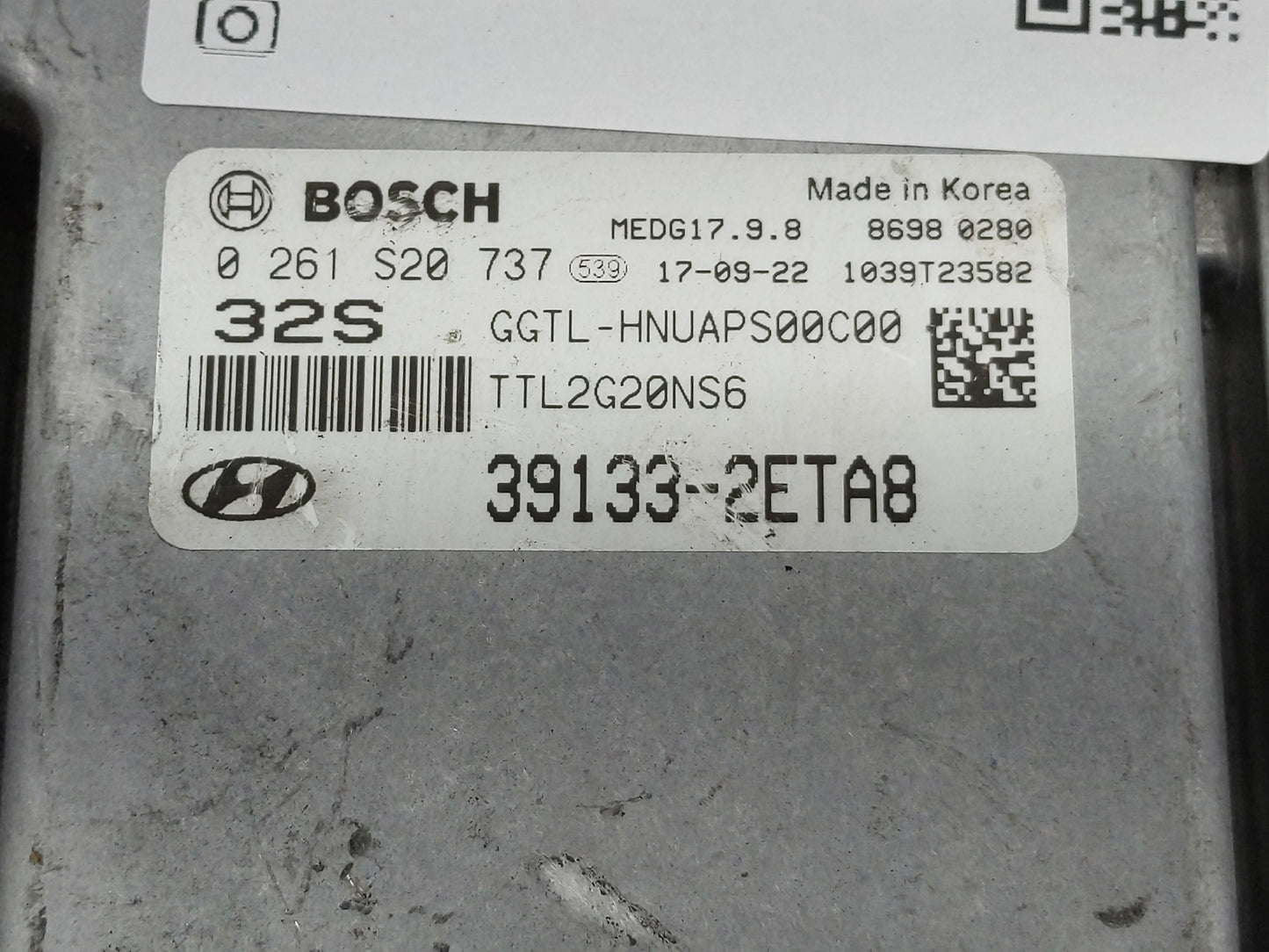 2016-2018 Hyundai Tucson PCM Engine Control Computer ECU ECM PCU OEM P/N:TTL2G20NS6 0 261 S20 737 Fits Fits 2016 2017 2018 O
