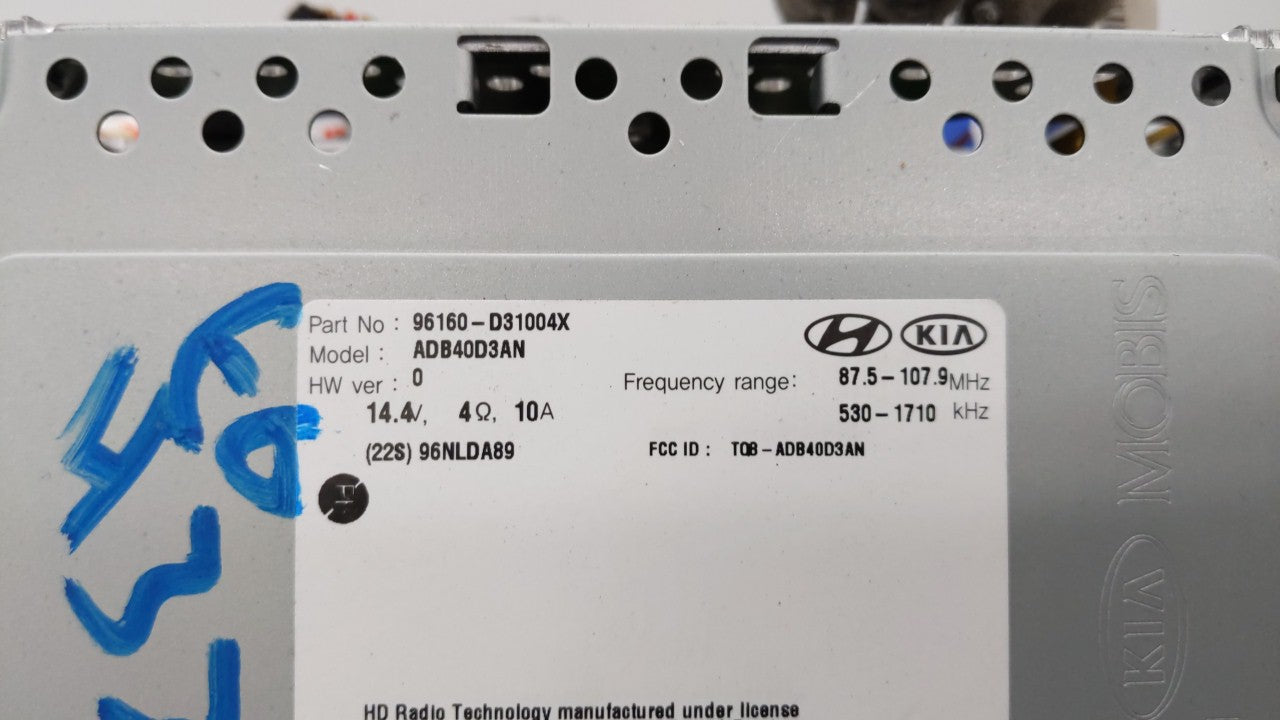 2018 Hyundai Tucson Radio AM FM Cd Player Receiver Replacement P/N:96160-D31004X Fits OEM Used Auto Parts - Oemusedautoparts
