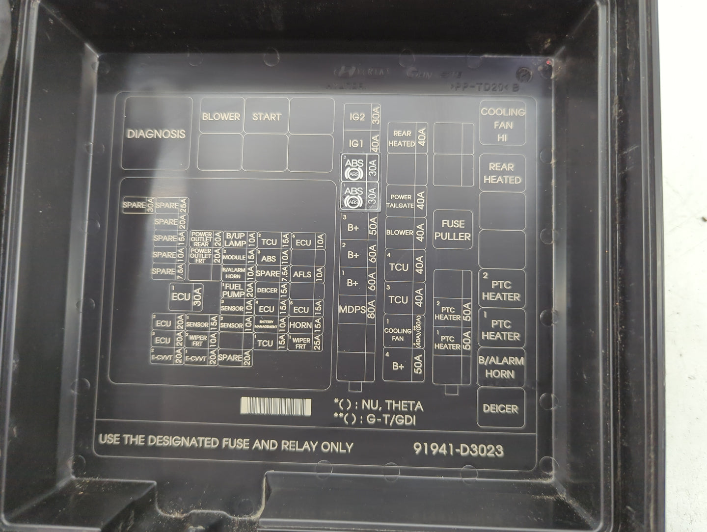 2016-2018 Hyundai Tucson Fusebox Fuse Box Panel Relay Module P/N:91941-D3023 Fits Fits 2016 2017 2018 OEM Used Auto Parts - 