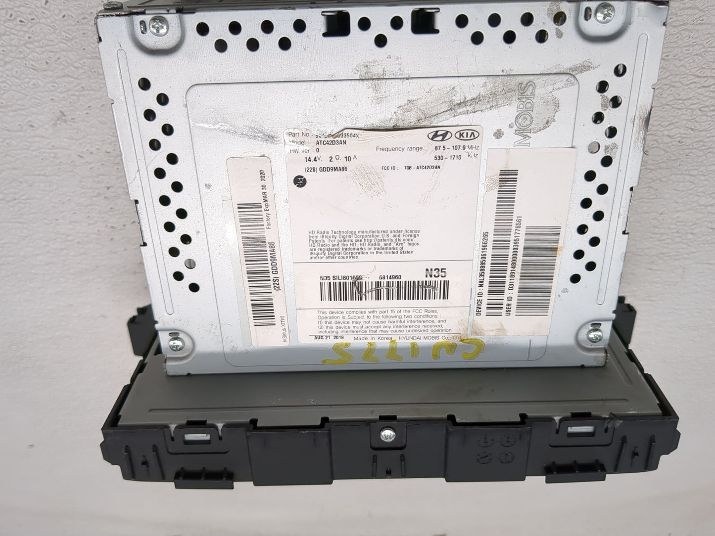 2018 Hyundai Tucson Radio AM FM Cd Player Receiver Replacement P/N:ATC42D3AN 96560D3504X, TQB-ATC42D3AN Fits OEM Used Auto P
