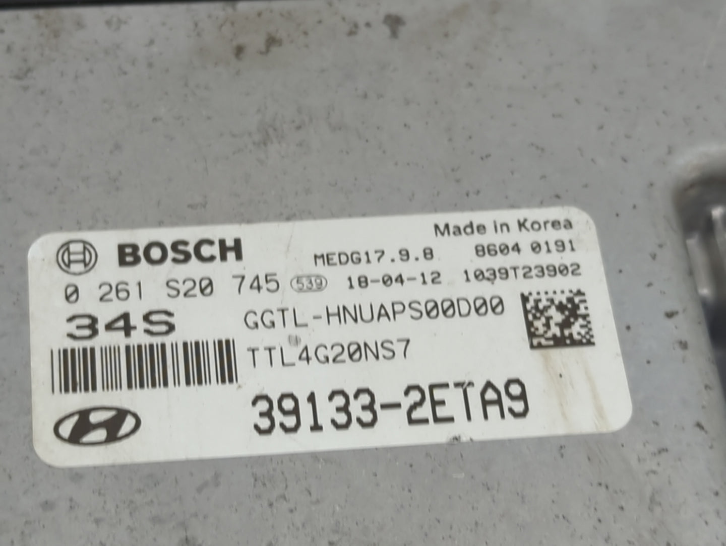 2016-2018 Hyundai Tucson PCM Engine Control Computer ECU ECM PCU OEM P/N:39133-2ETA9 0261S20745 Fits Fits 2016 2017 2018 OEM