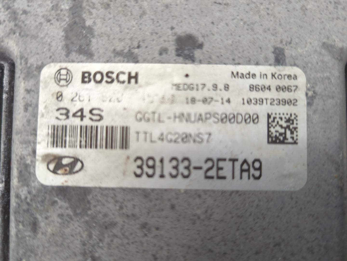 2016-2018 Hyundai Tucson PCM Engine Control Computer ECU ECM PCU OEM P/N:39133-2ETA9 MEDG17.9.8 Fits Fits 2016 2017 2018 OEM