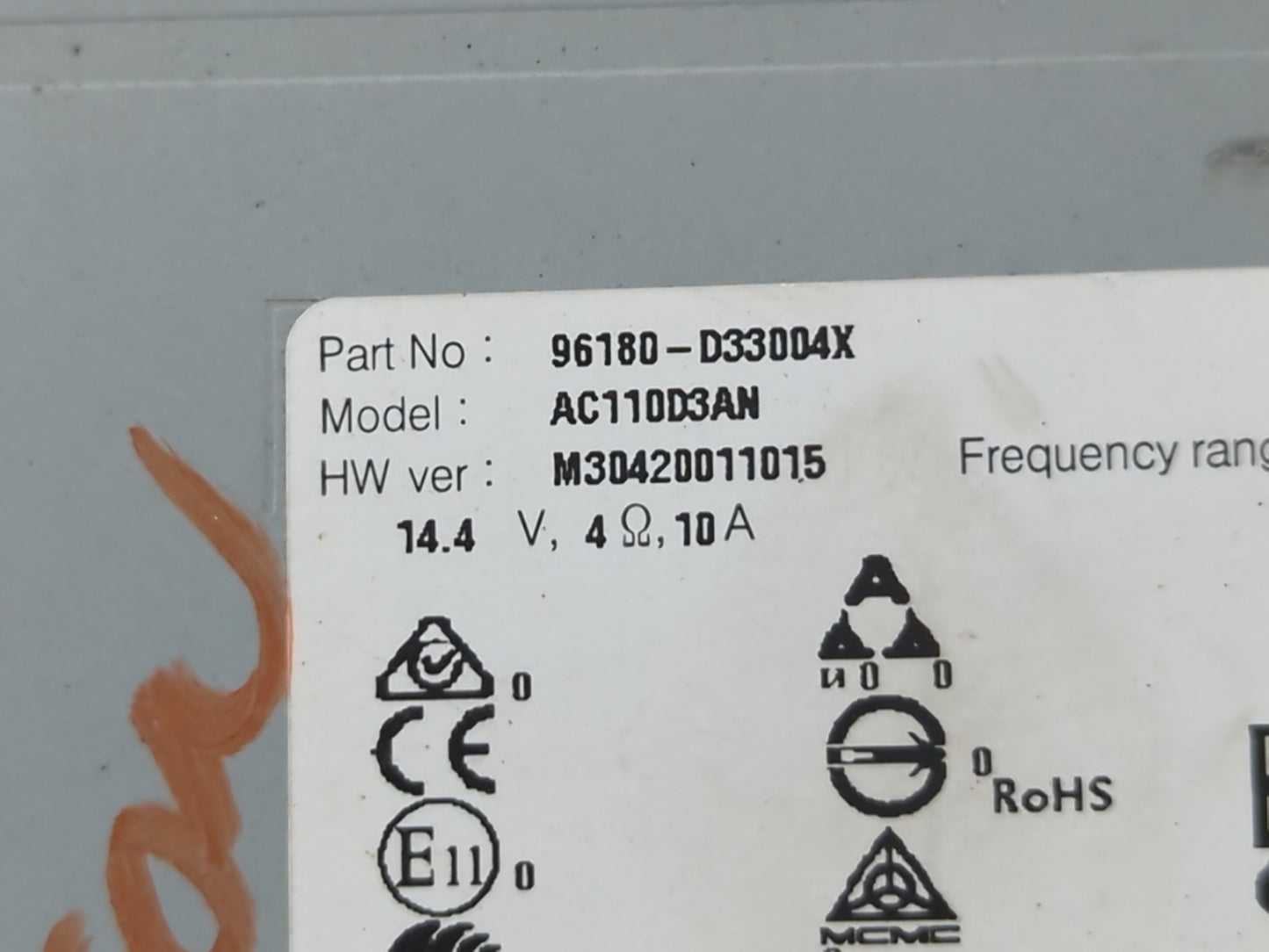 2018 Hyundai Tucson Radio AM FM Cd Player Receiver Replacement P/N:96180-D33004X Fits OEM Used Auto Parts - Oemusedautoparts