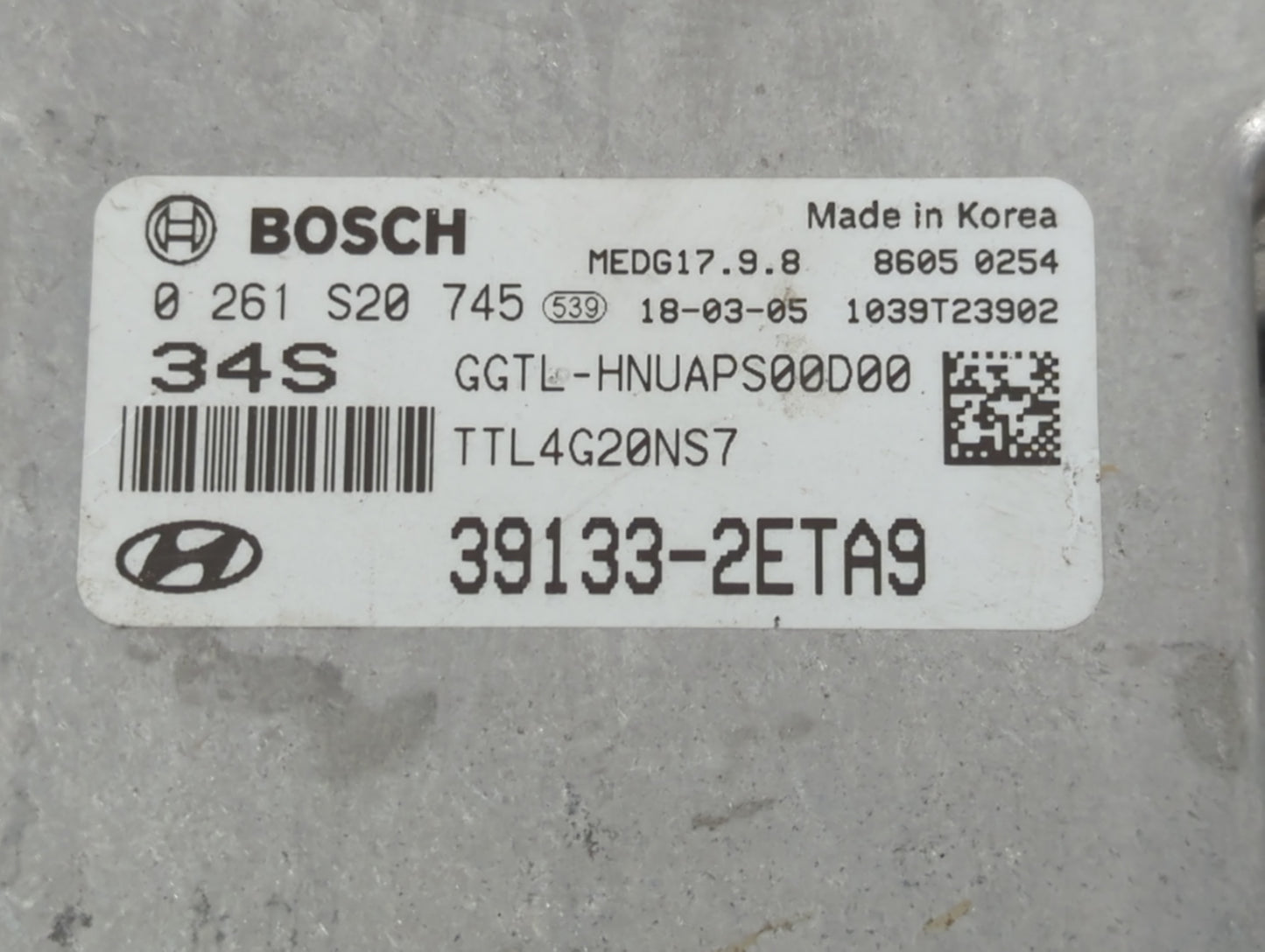 2016-2018 Hyundai Tucson PCM Engine Control Computer ECU ECM PCU OEM P/N:0 261 S20 745 39133-2ETA9 Fits Fits 2016 2017 2018 