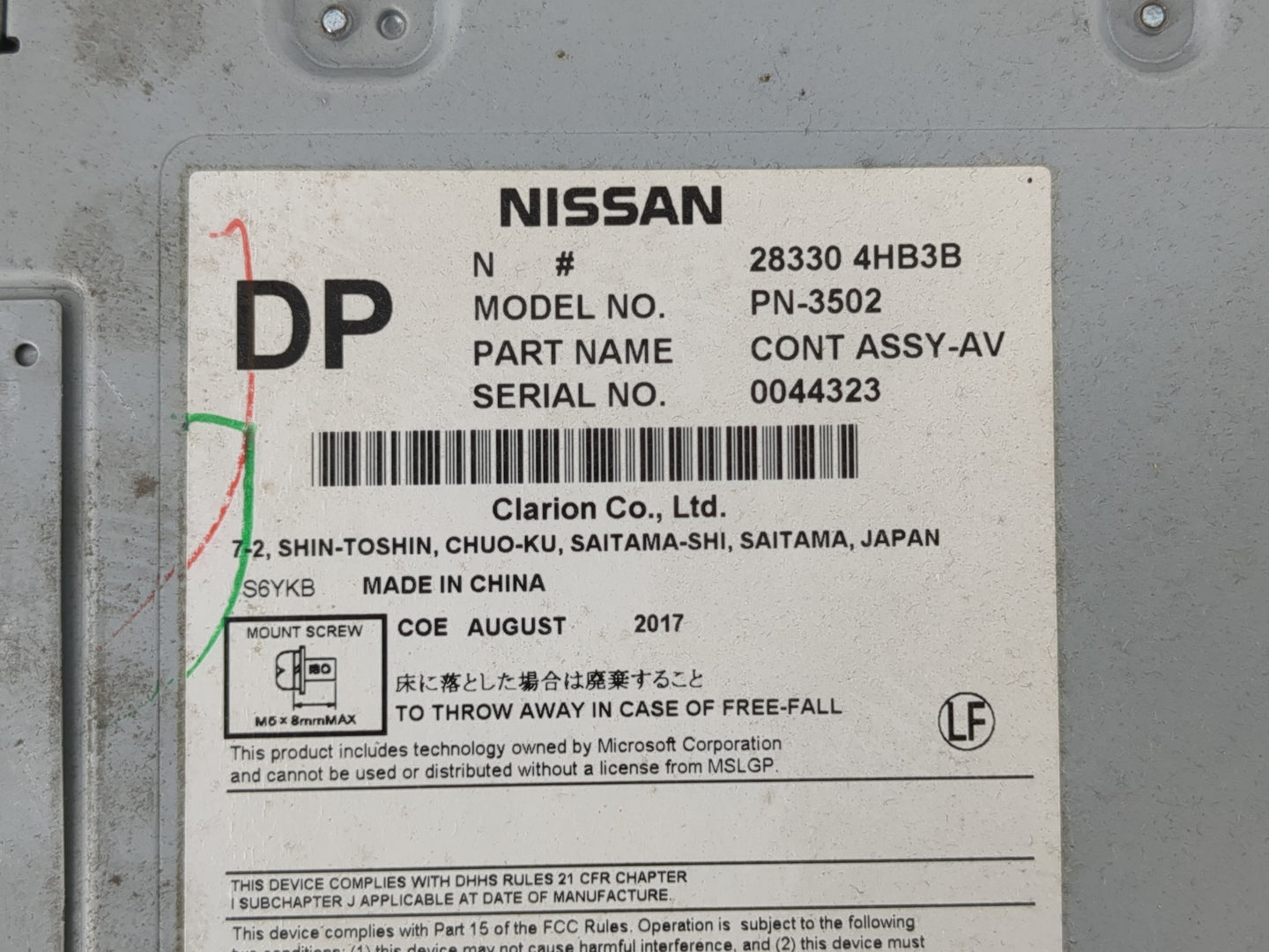 2014-2018 Infiniti Q50 Radio AM FM Cd Player Receiver Replacement P/N:28330 4HB3B Fits Fits 2014 2015 2016 2017 2018 OEM Use