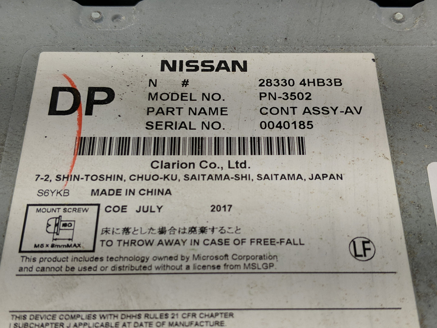 2014-2018 Infiniti Q50 Radio AM FM Cd Player Receiver Replacement P/N:28330 4HB3B Fits Fits 2014 2015 2016 2017 2018 OEM Use