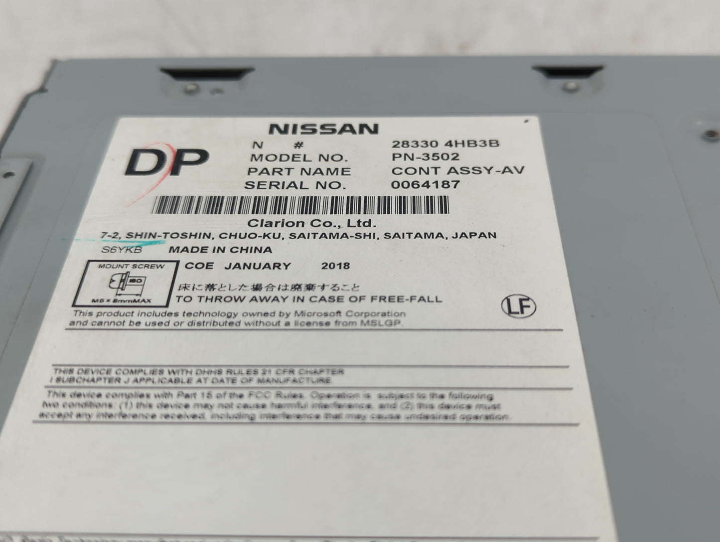 2016-2018 Infiniti Q50 Radio AM FM Cd Player Receiver Replacement P/N:28330 4HB3B Fits Fits 2016 2017 2018 2019 2020 OEM Use