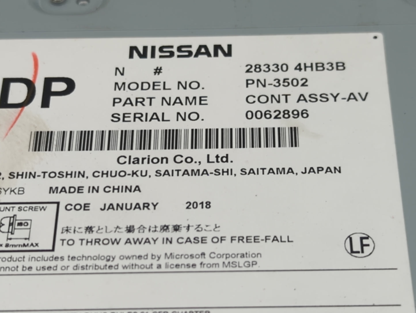 2015-2019 Infiniti Q50 Radio AM FM Cd Player Receiver Replacement P/N:28330 4HB3B PN-3502 Fits Fits 2015 2016 2017 2018 2019