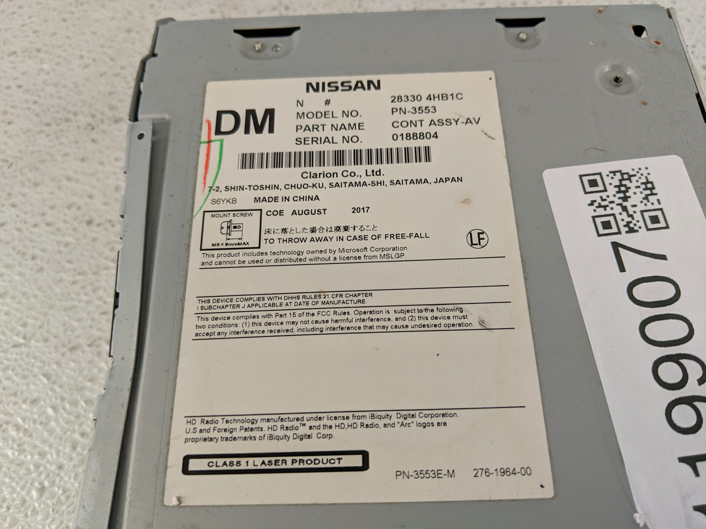 2017-2020 Infiniti Q60 Radio AM FM Cd Player Receiver Replacement P/N:28330 4HB1C Fits Fits 2016 2017 2018 2019 2020 OEM Use