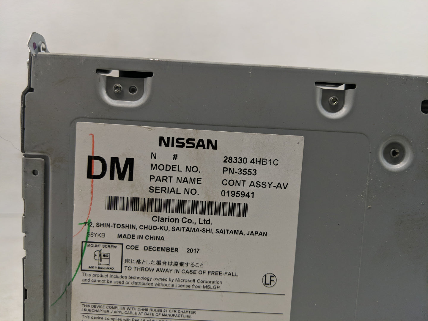 2018 Infiniti Q60 Radio AM FM Cd Player Receiver Replacement P/N:28330 4HB1C Fits OEM Used Auto Parts - Oemusedautoparts1.co