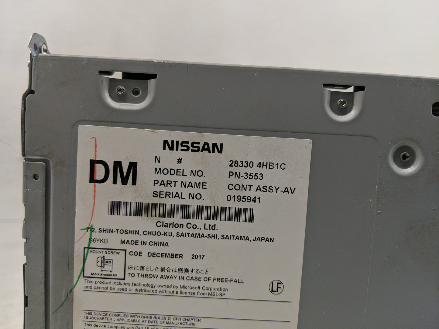 2018 Infiniti Q60 Radio AM FM Cd Player Receiver Replacement P/N:28330 4HB1C Fits OEM Used Auto Parts - Oemusedautoparts1.co