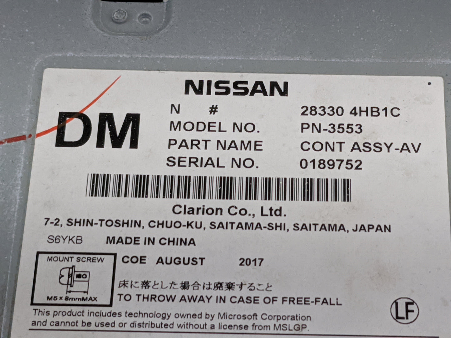 2017-2020 Infiniti Q60 Radio AM FM Cd Player Receiver Replacement P/N:283304HB1C PN-3553 Fits Fits 2016 2017 2018 2019 2020 