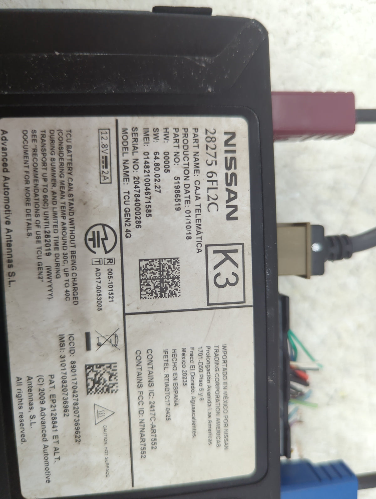 2018 Infiniti Qx80 Telematics Control Module 282756fl2c|51986519 - Oemusedautoparts1.com