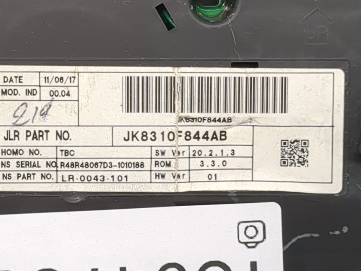 2018 Jaguar F-Pace Instrument Cluster Speedometer Gauges P/N:JK8310F844AB LR-0043-101 Miles:125K Fits OEM Used Auto Parts - 