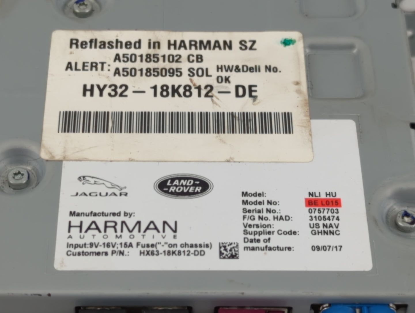 2018 Jaguar Xe Radio AM FM Cd Player Receiver Replacement P/N:HY32-18K812-DE Fits OEM Used Auto Parts - Oemusedautoparts1.co