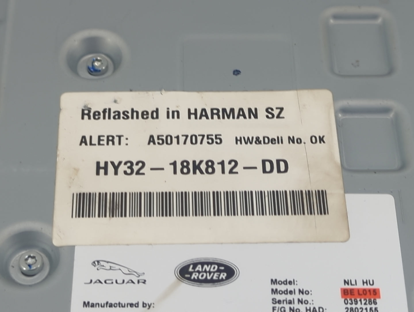2018 Jaguar Xf Radio AM FM Cd Player Receiver Replacement P/N:HY32-18K812-DD A50170755, BE L015 Fits OEM Used Auto Parts - O