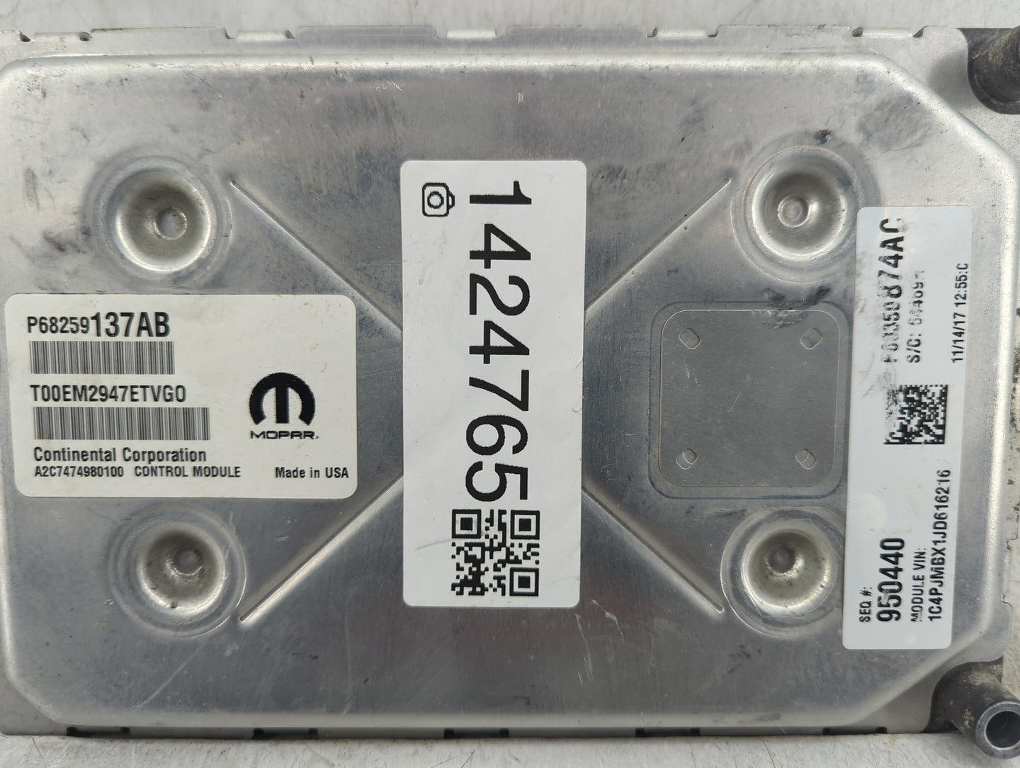2018 Jeep Cherokee PCM Engine Control Computer ECU ECM PCU OEM P/N:68259137AB Fits OEM Used Auto Parts - Oemusedautoparts1.c