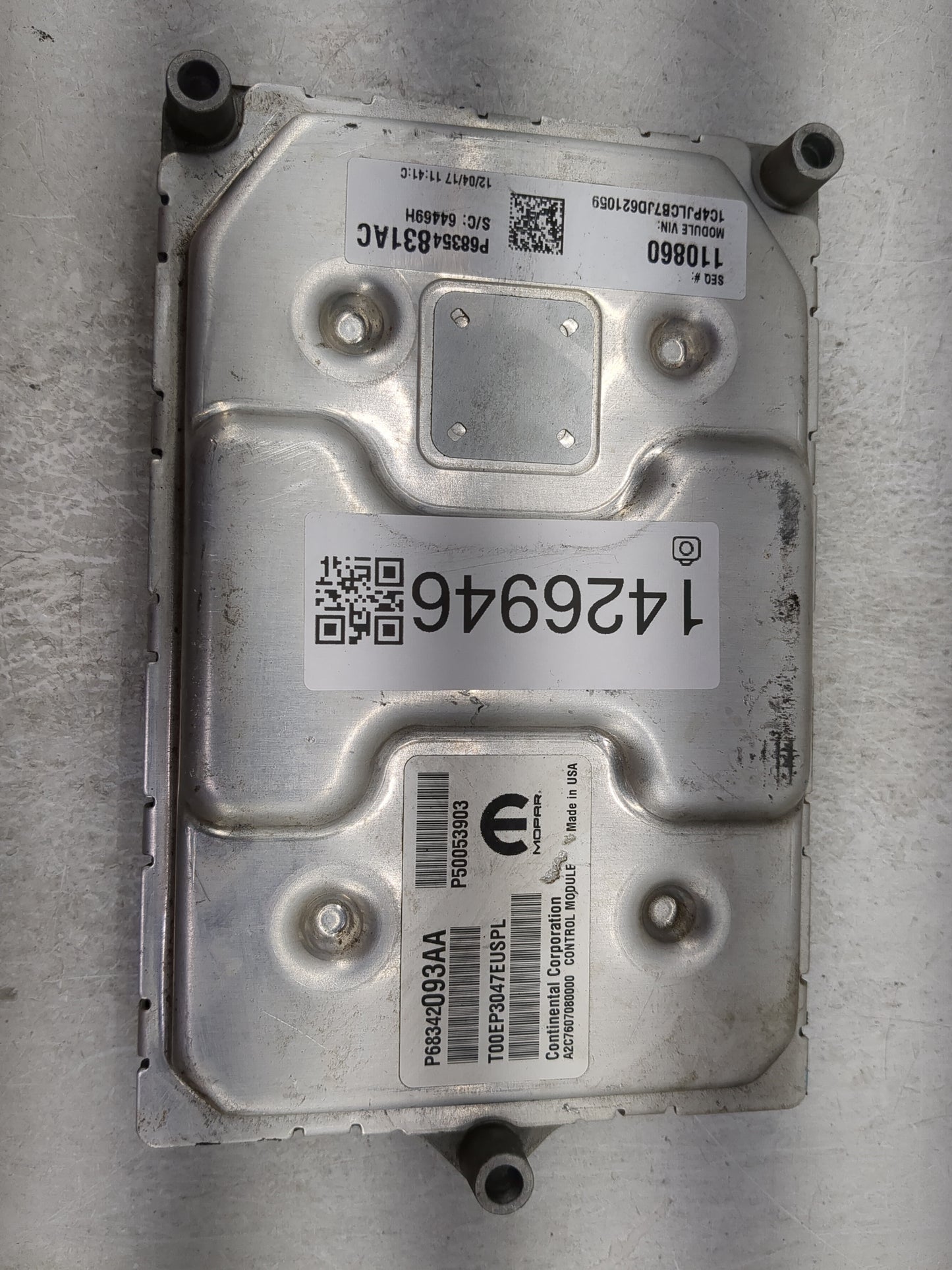 2018 Jeep Cherokee PCM Engine Control Computer ECU ECM PCU OEM P/N:P68342093AA Fits OEM Used Auto Parts - Oemusedautoparts1.