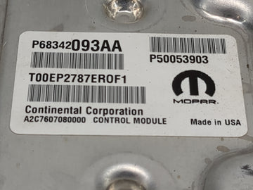 2018 Jeep Cherokee PCM Engine Control Computer ECU ECM PCU OEM P/N:P68342093AA P50053903, T00EP2787ER0F1, A2C7607080000 OEM Used Auto Parts