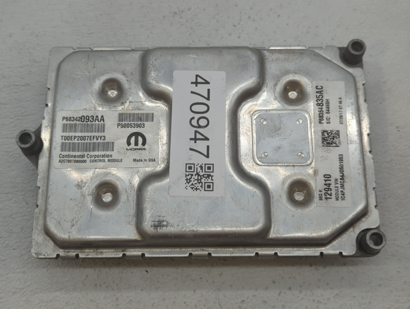 2018 Jeep Cherokee PCM Engine Control Computer ECU ECM PCU OEM P/N:P68354841AC P68342093AA, P68354831AC Fits OEM Used Auto P