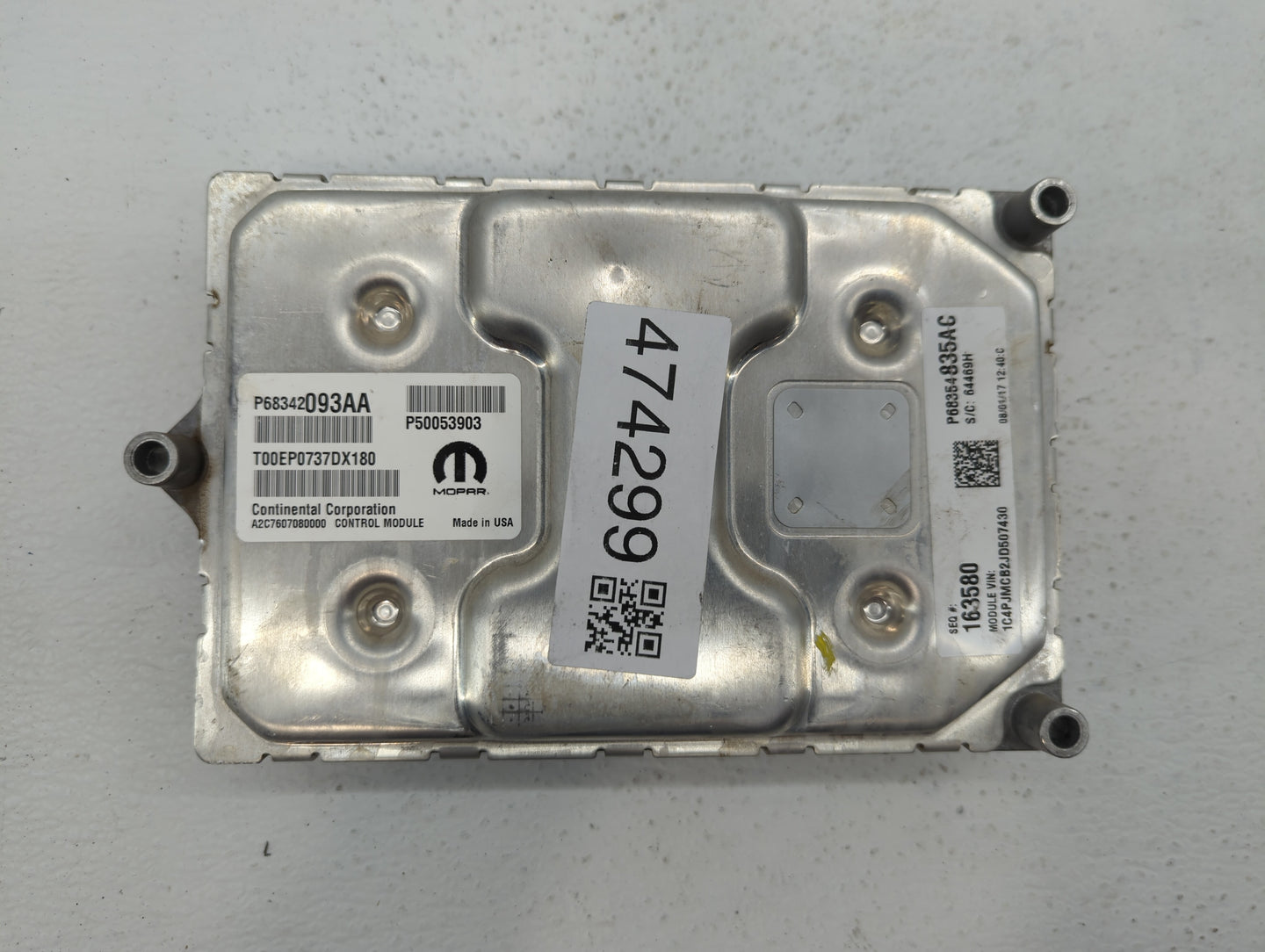 2018 Jeep Cherokee PCM Engine Control Computer ECU ECM PCU OEM P/N:P68354841AC P68342093AA, P68354831AC Fits OEM Used Auto P
