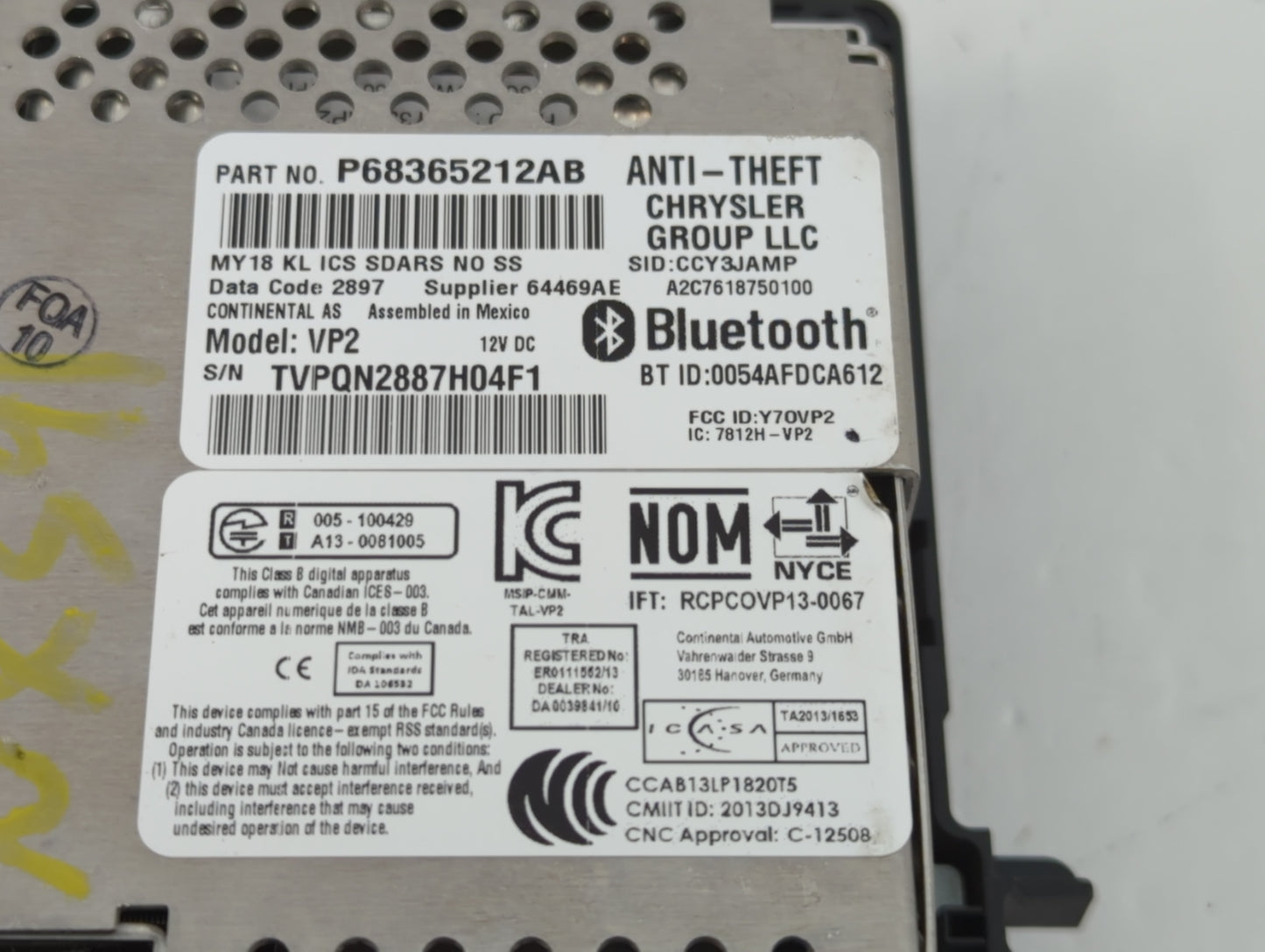 2018 Jeep Cherokee Radio AM FM Cd Player Receiver Replacement P/N:P68365212AB Fits OEM Used Auto Parts - Oemusedautoparts1.c