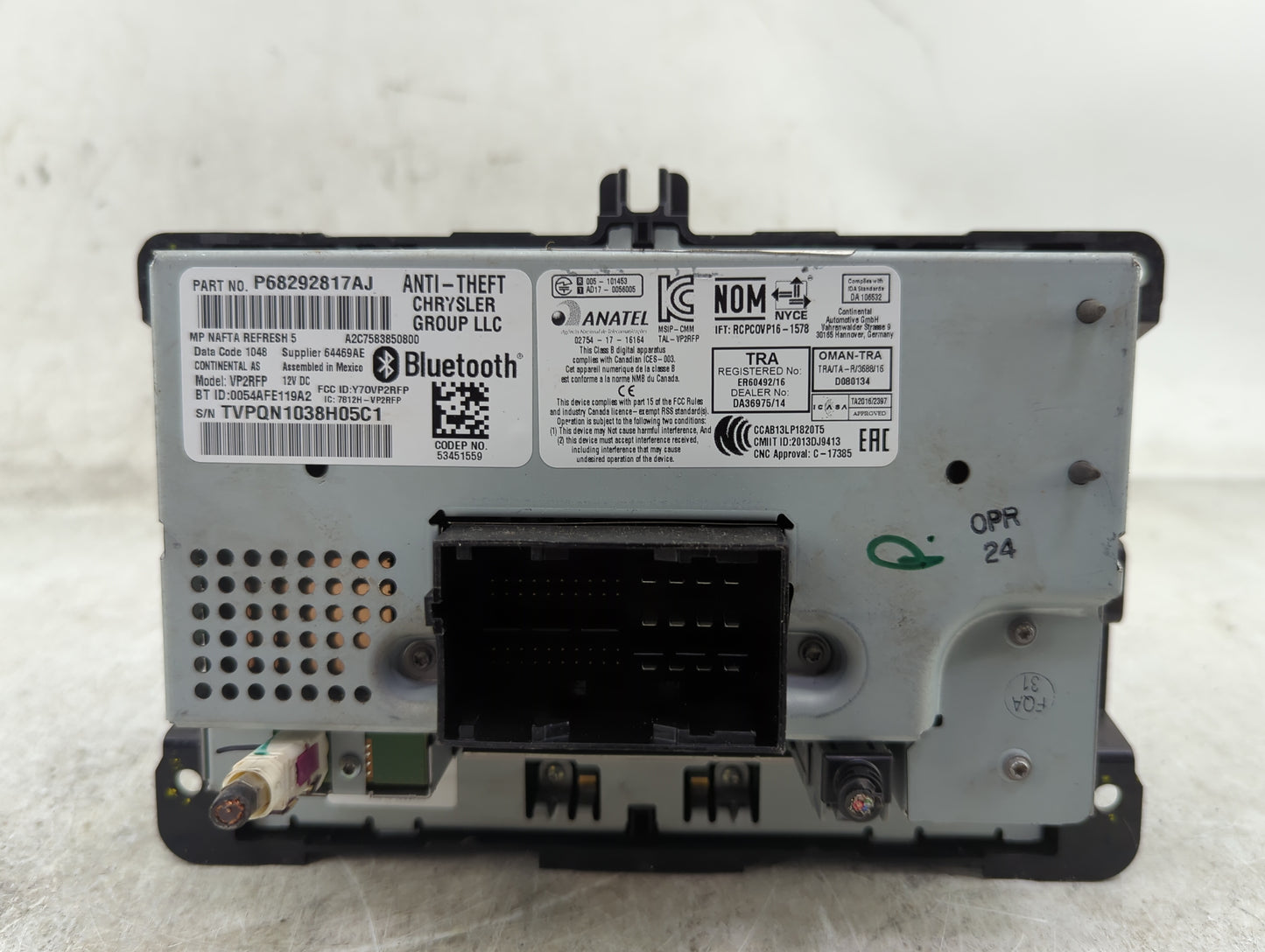 2018 Jeep Compass Radio AM FM Cd Player Receiver Replacement P/N:P68292817AJ A2C7583850800, VP2RFP, Y7OVP2RFP, 7812H-VP2RFP 