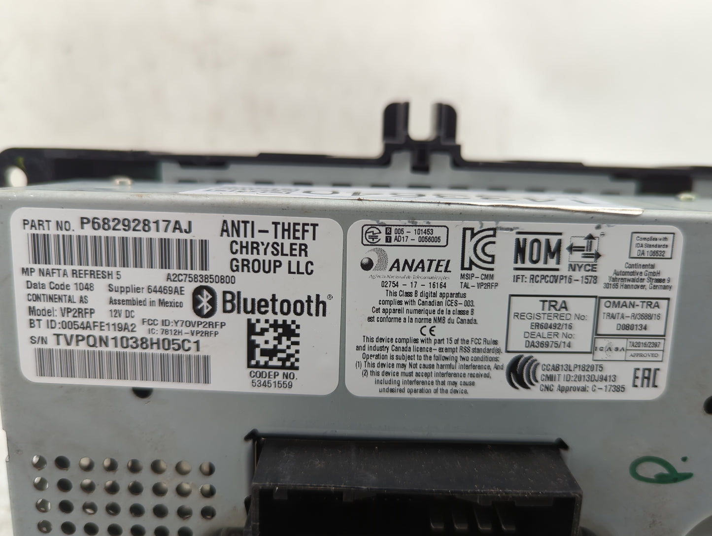 2018 Jeep Compass Radio AM FM Cd Player Receiver Replacement P/N:P68292817AJ A2C7583850800, VP2RFP, Y7OVP2RFP, 7812H-VP2RFP 