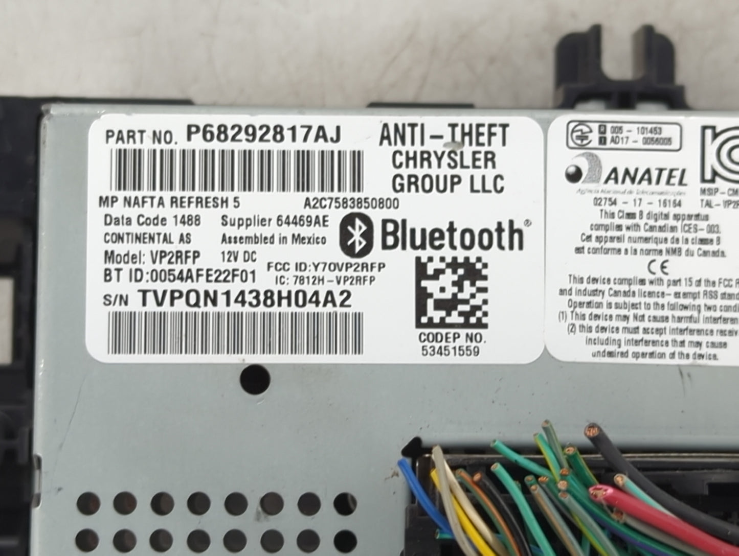 2018 Jeep Compass Radio AM FM Cd Player Receiver Replacement P/N:P68292817AJ Fits OEM Used Auto Parts - Oemusedautoparts1.co