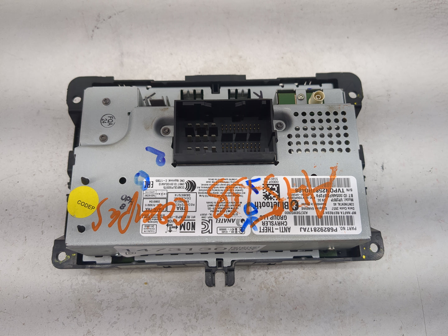 2018 Jeep Compass Radio AM FM Cd Player Receiver Replacement P/N:P68292817AJ A2C7583850800, VP2RFP, Y7OVP2RFP, 2412H-VP2RFP 