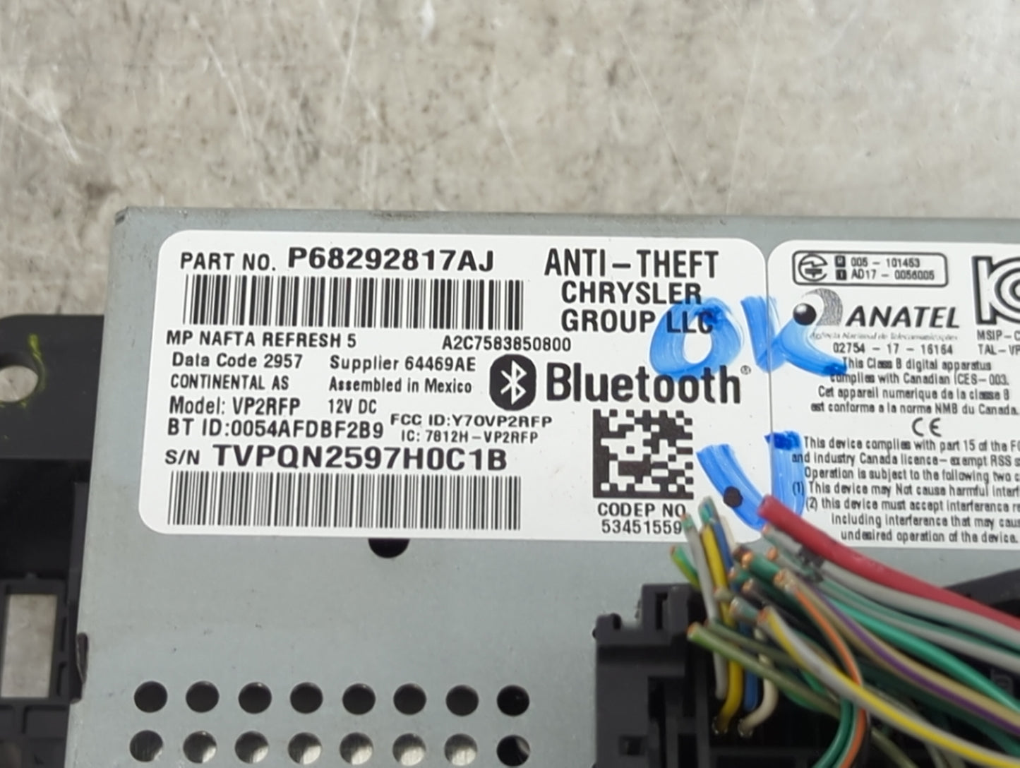2018 Jeep Compass Radio AM FM Cd Player Receiver Replacement P/N:P68292817AJ VP2RFP, Y7OVP2RFP, 7812H-VP2RFP, M72870175A Fit