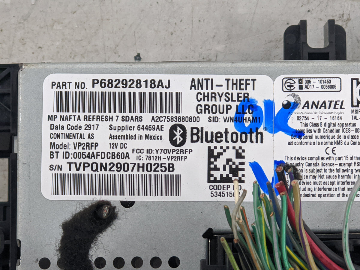 2018 Jeep Compass Radio AM FM Cd Player Receiver Replacement P/N:P68292818AJ VP2RFP, Y7OVP2RFP, 7812H-VP2RFP, A2C7583880800 