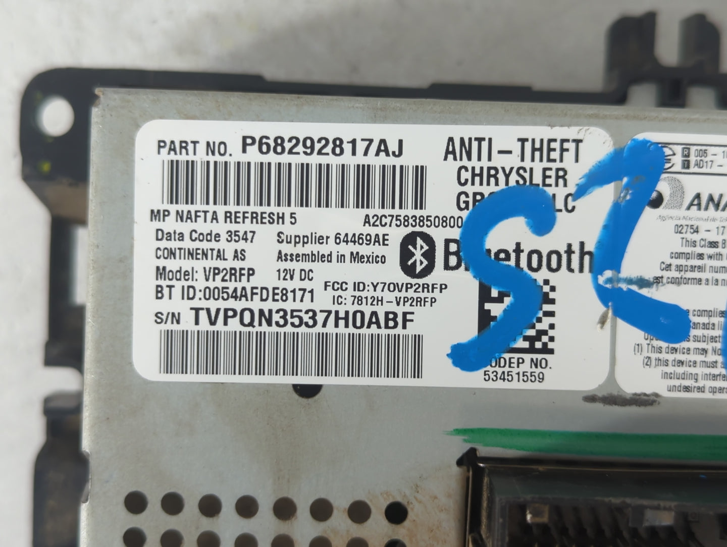 2018 Jeep Compass Radio AM FM Cd Player Receiver Replacement P/N:P68292817AJ Fits OEM Used Auto Parts - Oemusedautoparts1.co