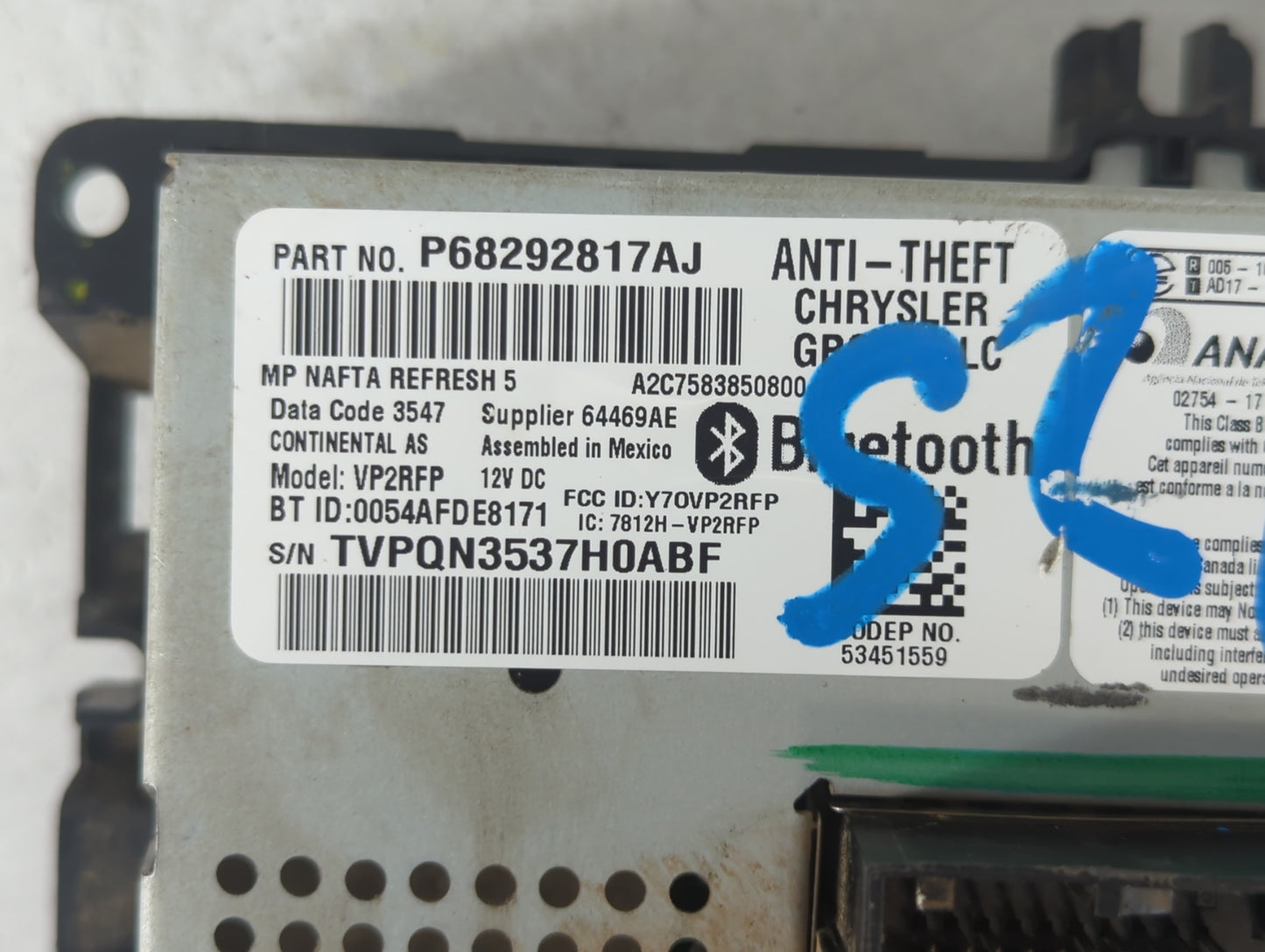 2018 Jeep Compass Radio AM FM Cd Player Receiver Replacement P/N:P68292817AJ Fits OEM Used Auto Parts - Oemusedautoparts1.co