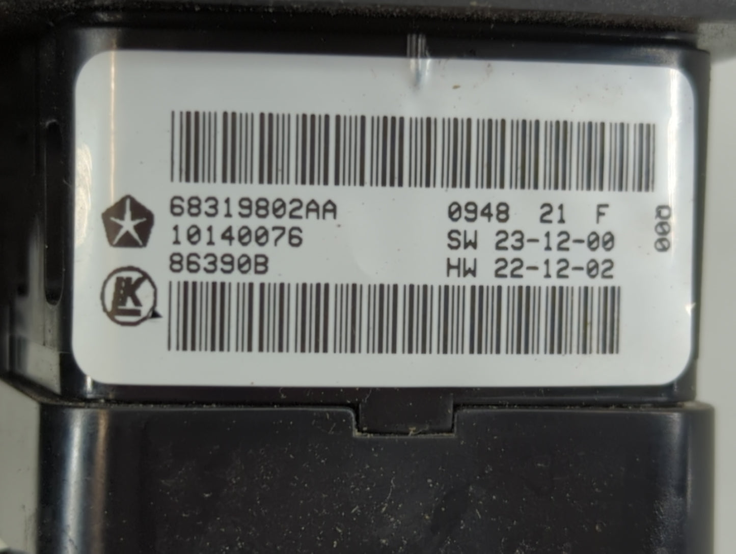 2016-2022 Jeep Grand Cherokee Master Power Window Switch Replacement Driver Side Left P/N:68319802AA Fits OEM Used Auto Part
