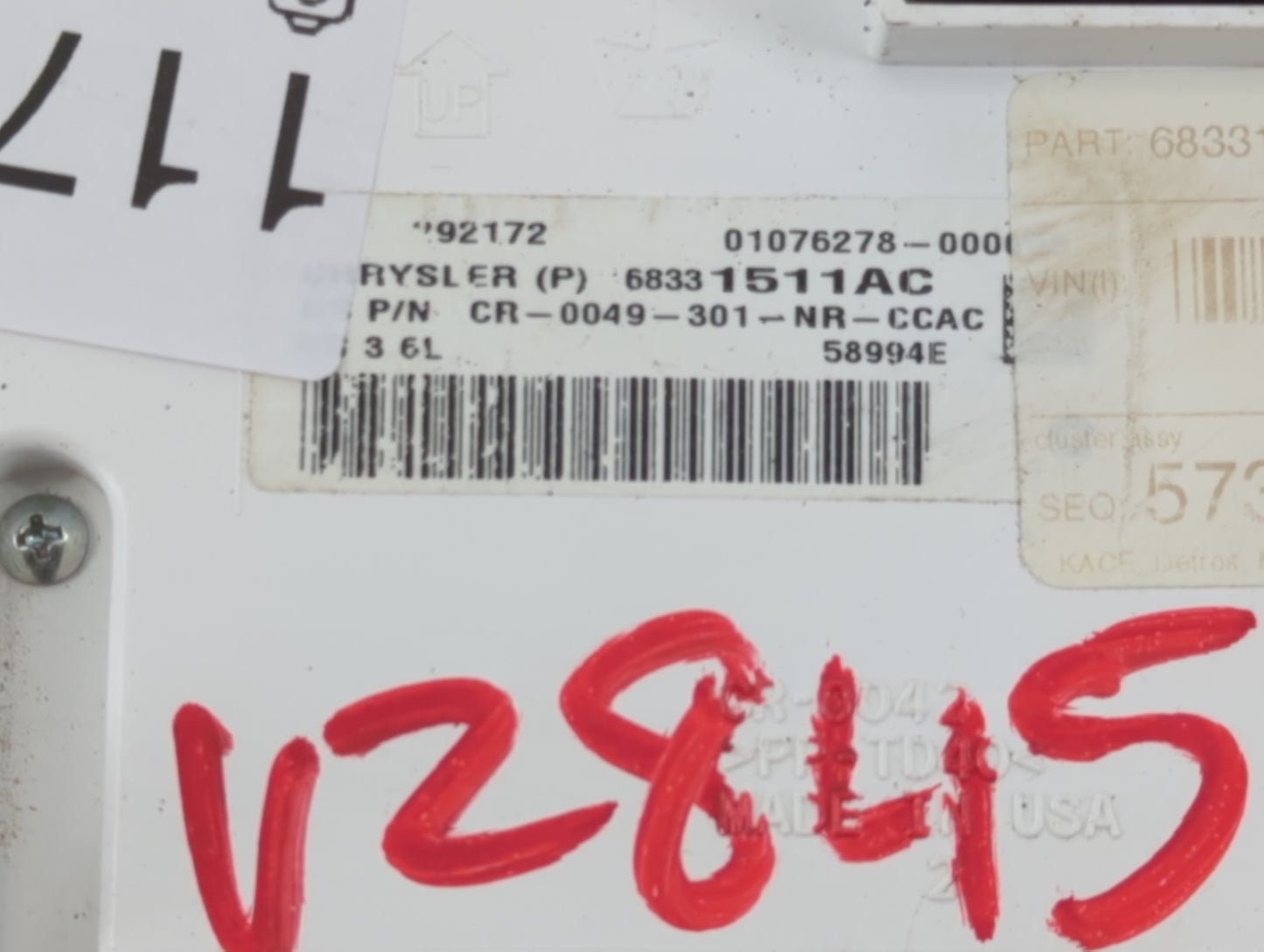 2018 Jeep Grand Cherokee Instrument Cluster Speedometer Gauges P/N:68331511AC Fits OEM Used Auto Parts - Oemusedautoparts1.c