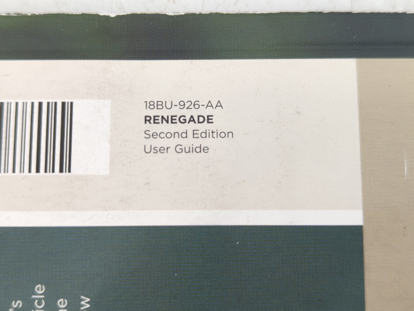 2018 Jeep Renegade Owners Manual Book Guide P/N:18BU-926-AA OEM Used Auto Parts - Oemusedautoparts1.com