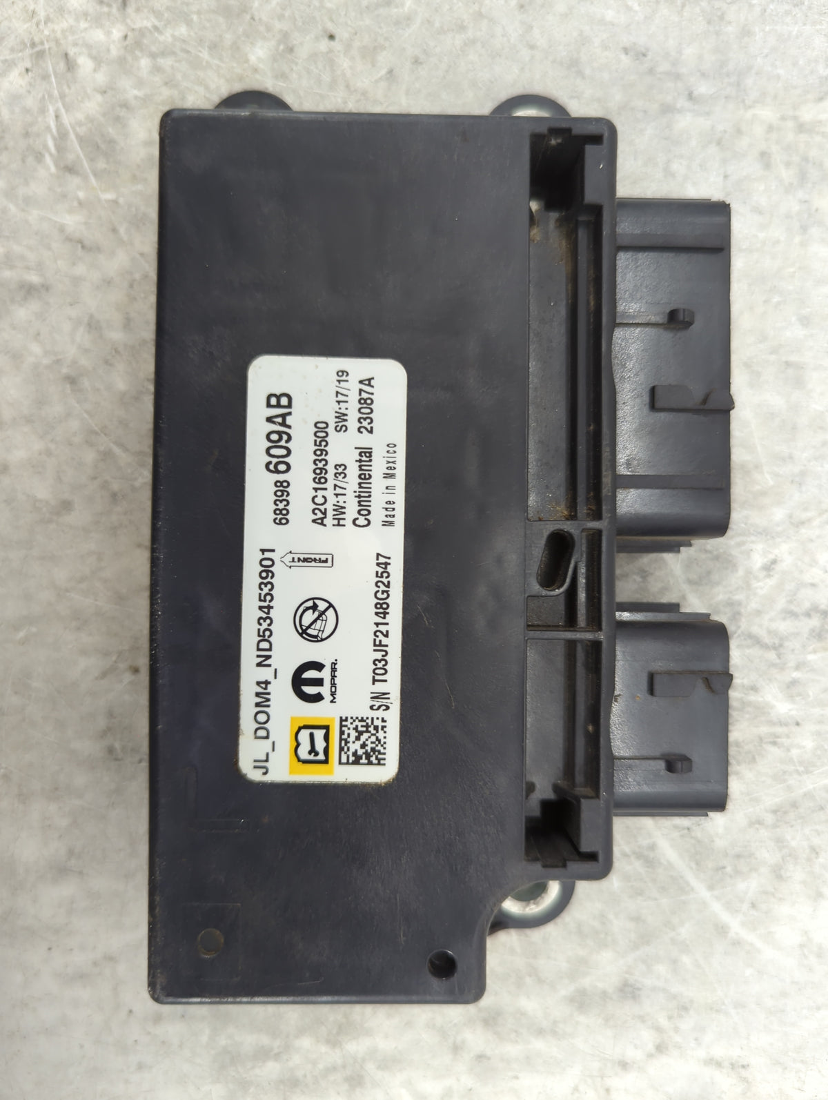 2018-2019 Jeep Wrangler Safety Restraint Srs Airbag Control Module - Oemusedautoparts1.com
