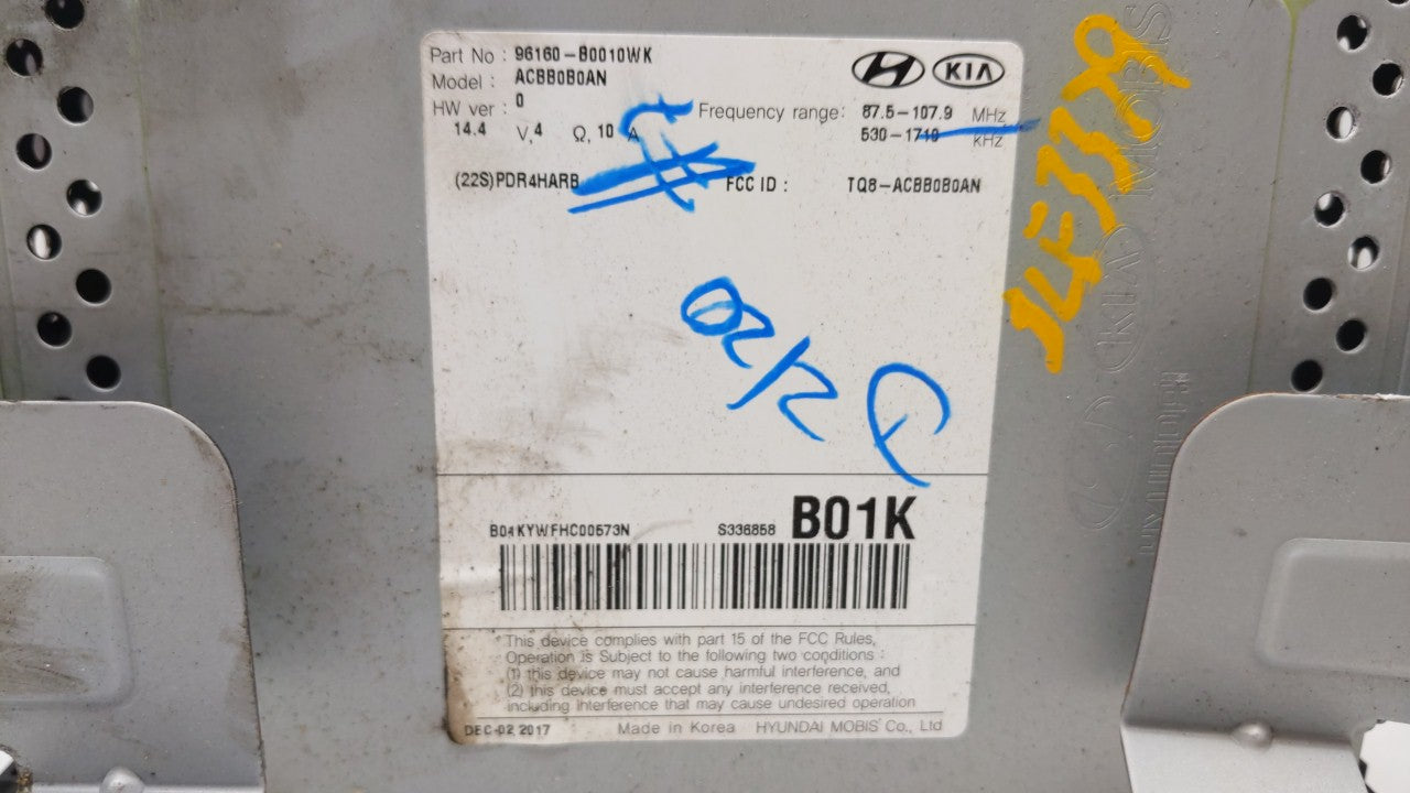 2017-2018 Kia Forte Radio AM FM Cd Player Receiver Replacement P/N:96160-B0010,96160-B0010WK 96160-B0010WK Fits Fits 2017 20