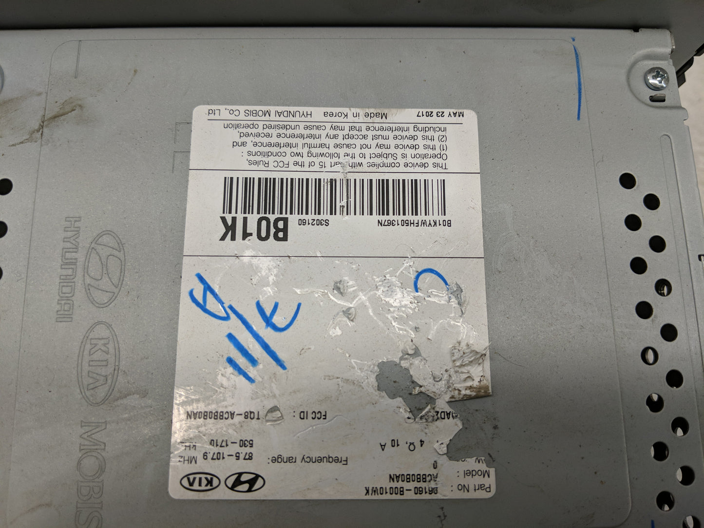 2017-2018 Kia Forte Radio AM FM Cd Player Receiver Replacement P/N:96160-B0010WK Fits Fits 2017 2018 OEM Used Auto Parts - O