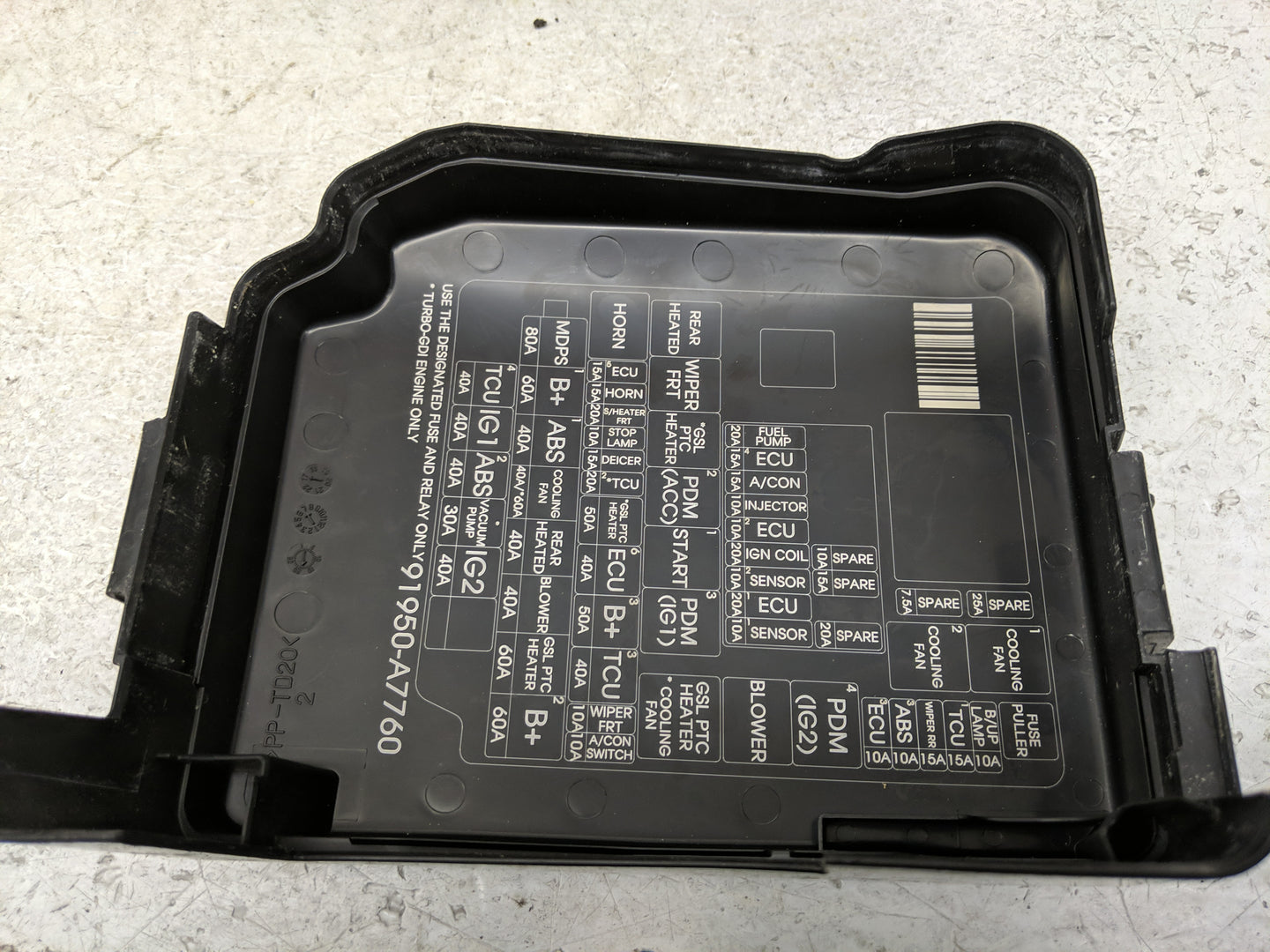 2017-2018 Kia Forte Fusebox Fuse Box Panel Relay Module P/N:91950-A7760 Fits Fits 2017 2018 OEM Used Auto Parts - Oemusedaut