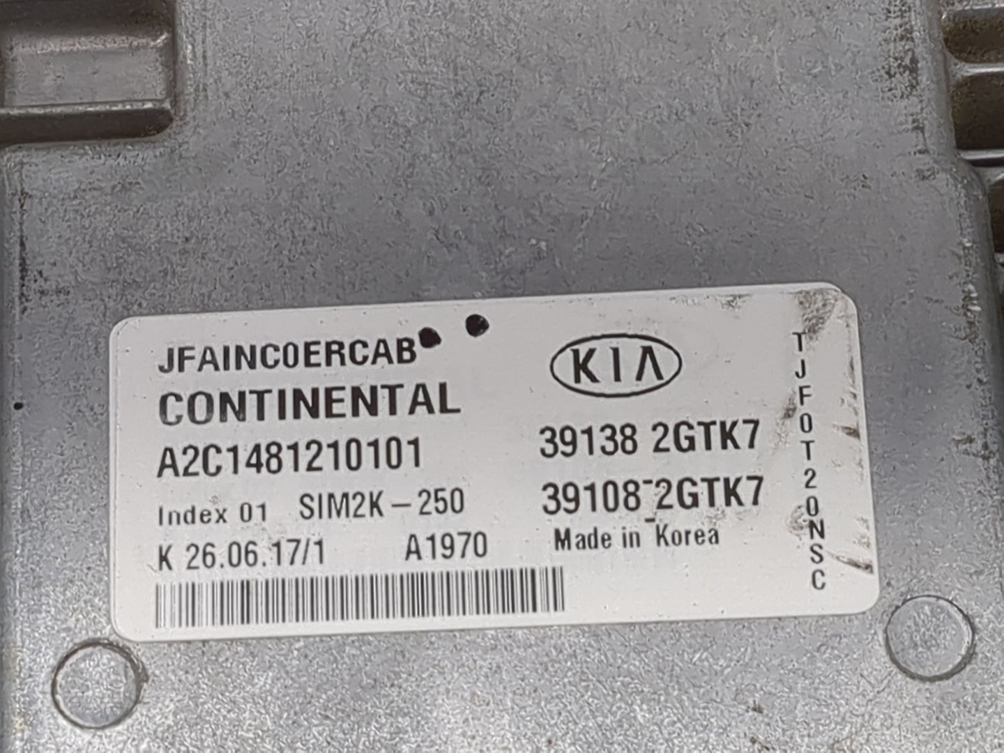 2018 Kia Kiaopt PCM Engine Control Computer ECU ECM PCU OEM P/N:39138 2GTK7 39108 2GTK7, A2C1481210101 Fits Fits 2016 2017 O