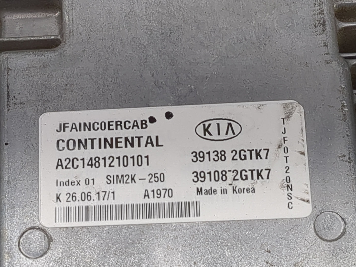 2018 Kia Kiaopt PCM Engine Control Computer ECU ECM PCU OEM P/N:39138 2GTK7 39108 2GTK7, A2C1481210101 Fits Fits 2016 2017 O
