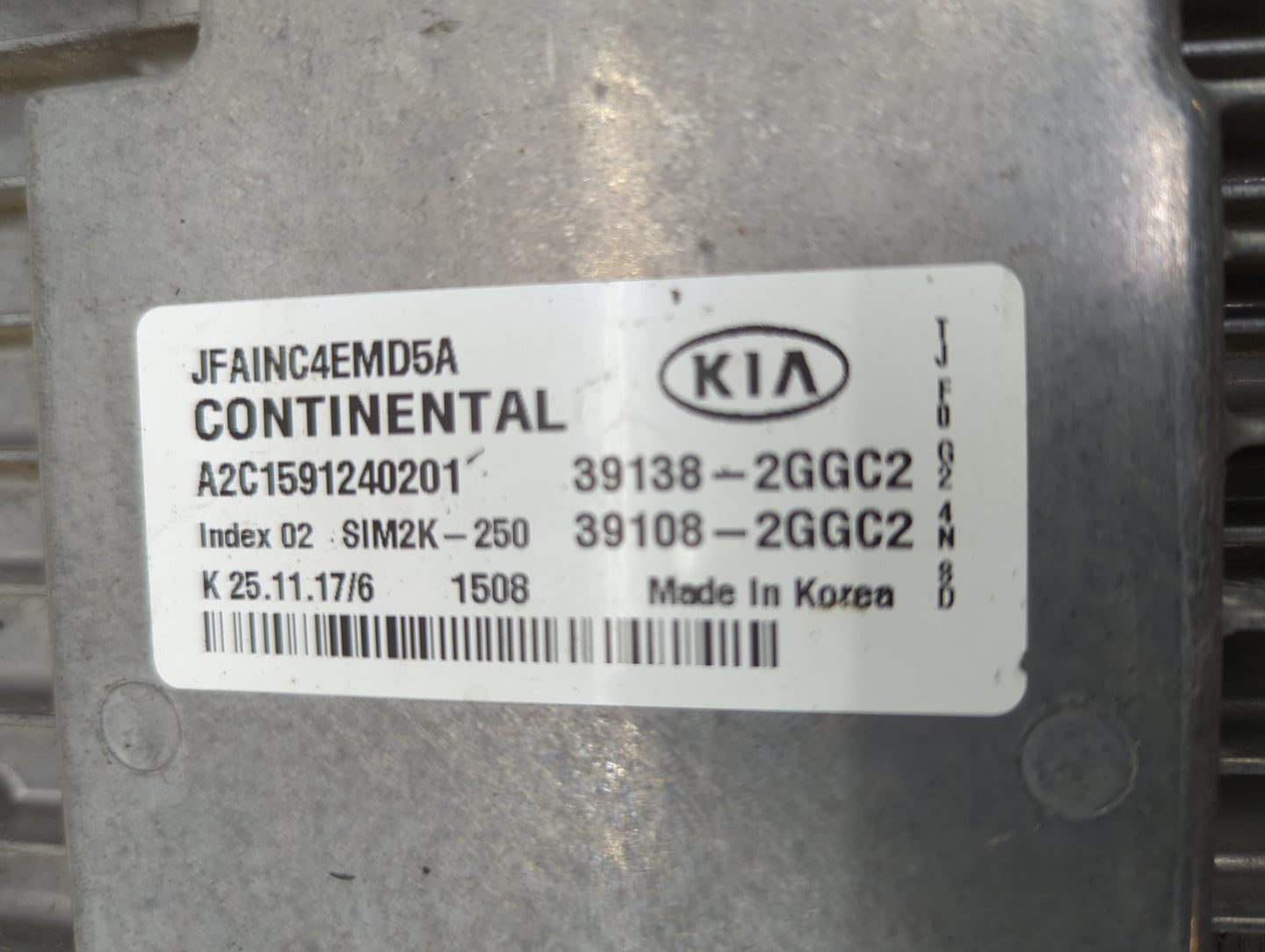 2018 Kia Kiaopt PCM Engine Control Computer ECU ECM PCU OEM P/N:39138-2GGC2 39108-2GGC2, JFAINC4EMD5A Fits Fits 2016 2017 OE