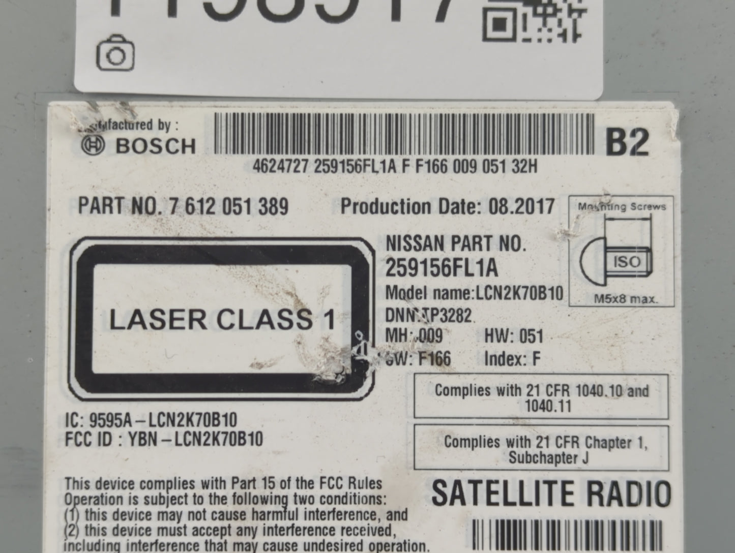 2016-2018 Kia Optima Radio AM FM Cd Player Receiver Replacement P/N:7 612 051 389 Fits Fits 2016 2017 2018 OEM Used Auto Par